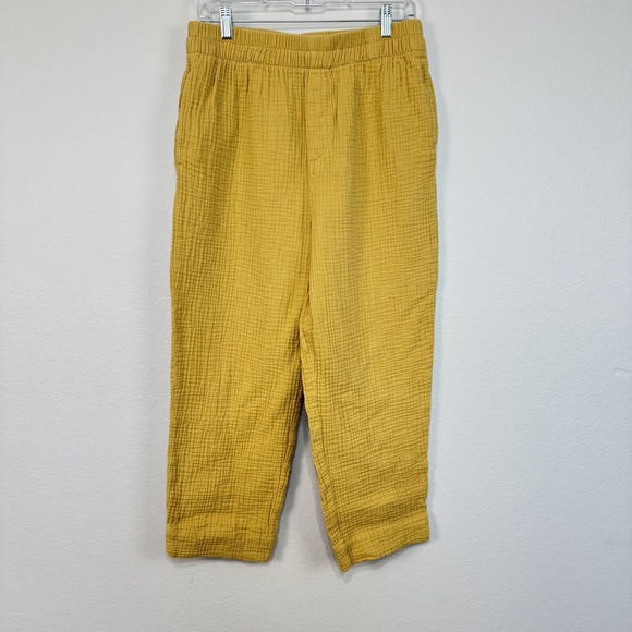 Madewell Pants - Madewell Pants Women's‎ Medium Yellow Cotton Gauze Pull On Relaxed Cropped SU21
